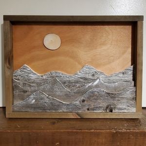 Rustic Mountain Wall Art - Mountain Decor - Reclaimed Wood - Cabin Lodge Decor